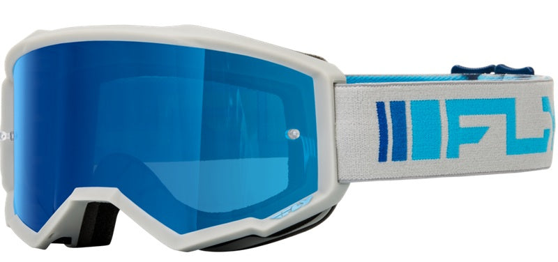 ANTIPARRAS FLY ZONE SILVER/AZUL CON LENTES AZUL OSCURO HUMO